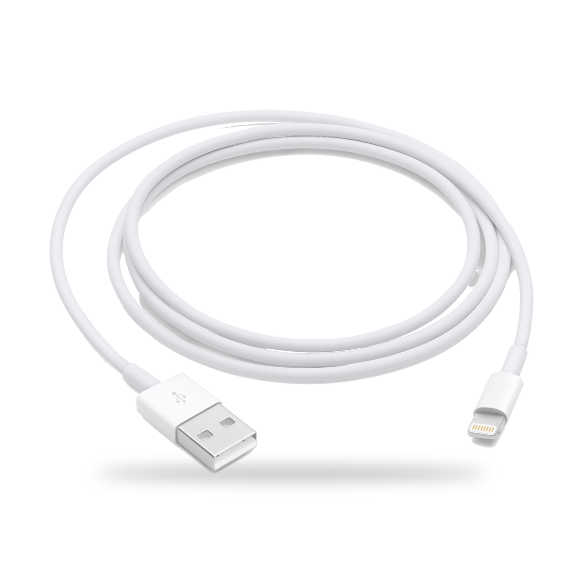 Apple Lightning to USB cable, 1 meter, white, coiled with USB-A and Lightning connectors