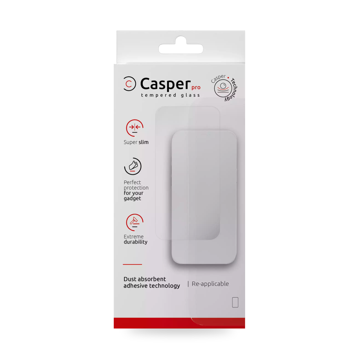 Casper Pro tempered glass screen protector retail pack for iPhone 15 and 16